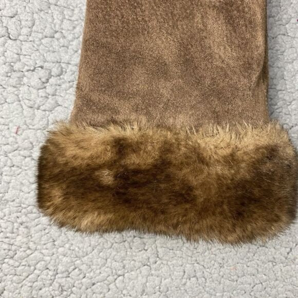 Suede Leather Coat Faux Fur Trim New York & Company Womens Size M Winter Jacket - Picture 4 of 16